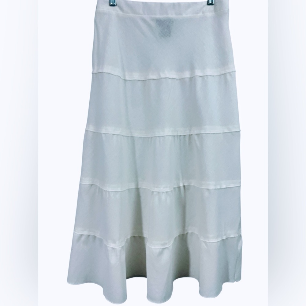 MetroWear White Tiered Linen Skirt | NWT | M